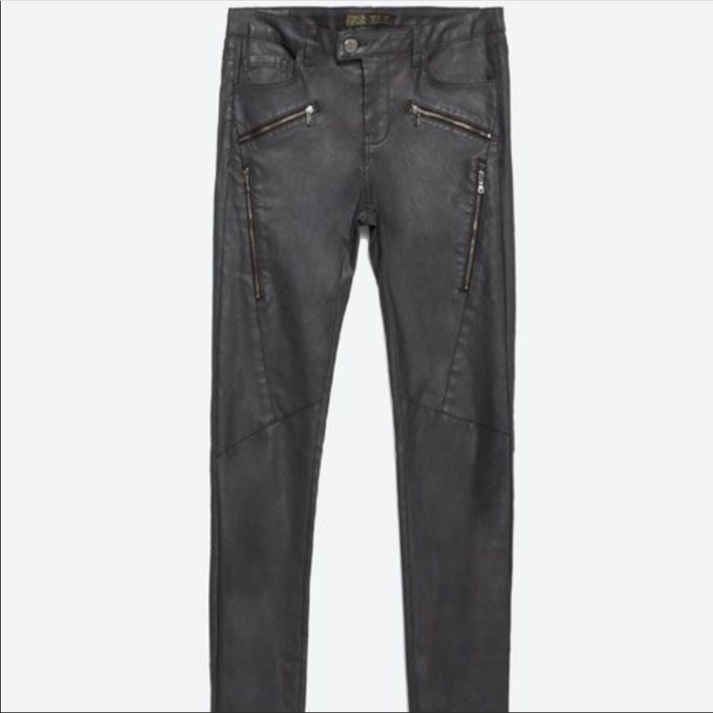 Zara faux skinny leather moto pants